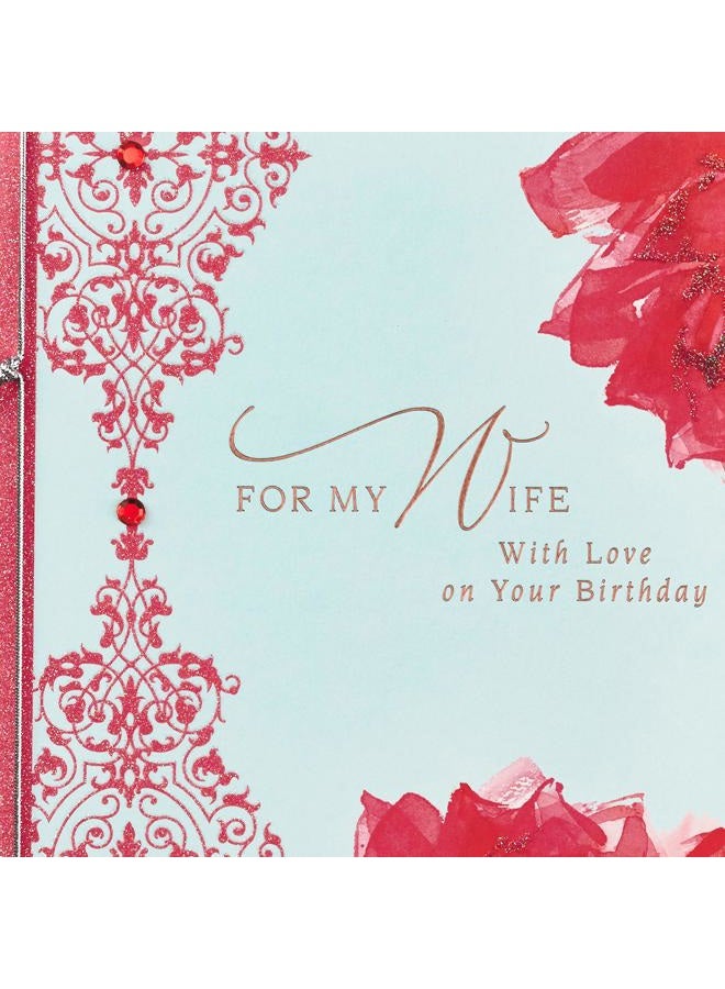 Hallmark Birthday Greeting Card for Wife Black Pattern Roses Patterned Roses - Image 5