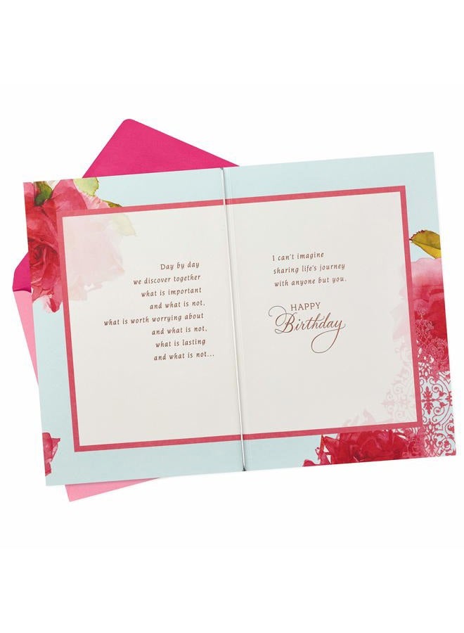 Hallmark Birthday Greeting Card for Wife Black Pattern Roses Patterned Roses - Image 2