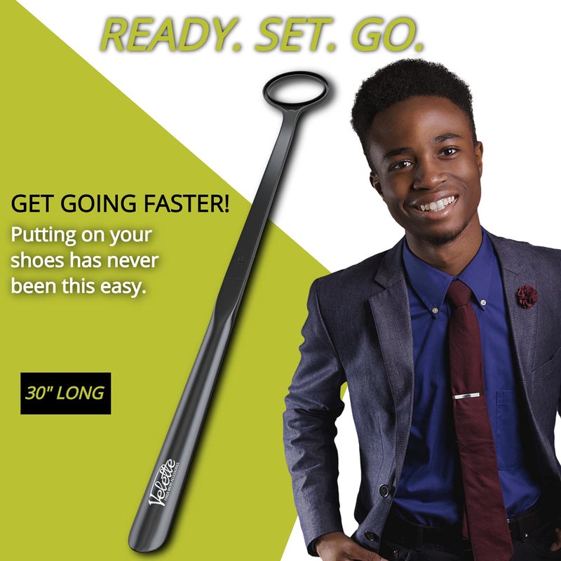 Velette Plastic Shoe Horn - Long Handle Shoe Horns for Seniors, 30" Extra Long Shoe Horn for Boots, Cowboy boots, Dress Shoes and Sneakers - Image 2