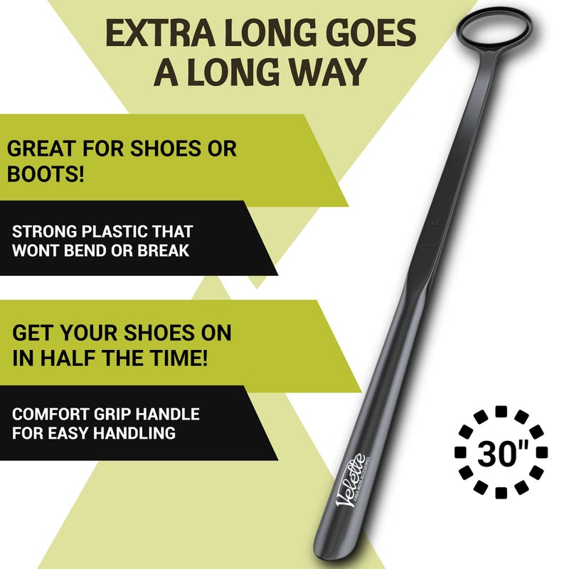 Velette Plastic Shoe Horn - Long Handle Shoe Horns for Seniors, 30" Extra Long Shoe Horn for Boots, Cowboy boots, Dress Shoes and Sneakers - Image 3