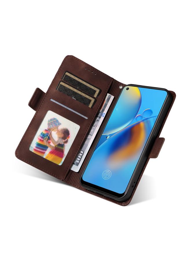 اس-توب جراب لهاتف OPPO A74 4G / F19 4G جراب هاتف جلدي منقوش عليه شكل معين مرصع بالنجوم - Image 4