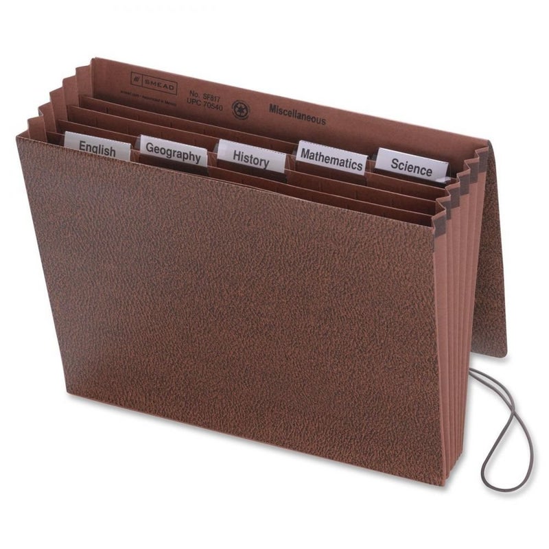 Smead School Subject File Organizer, Flap and Elastic Cord Closure, 6 Pockets, Letter Size, Redrope (70540)