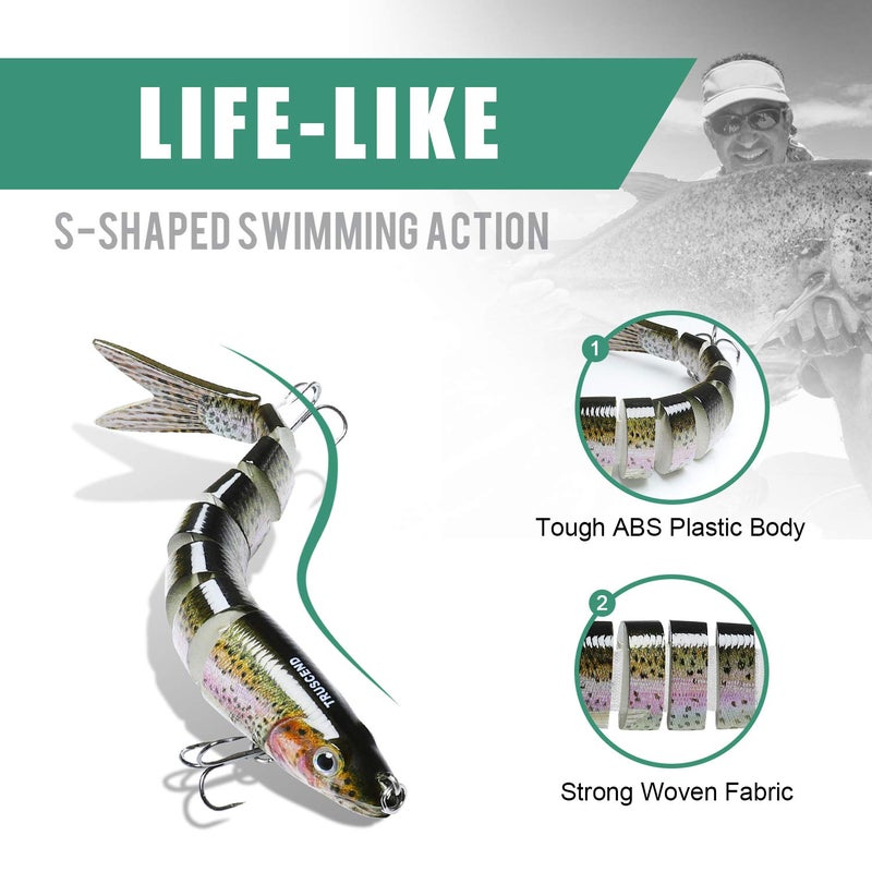 TRUSCEND Easy Catch Swimmax, Magic Noisy Turbulent Wiggling and Vibrating Actions for More Bites, Segmented Swimbait Jointed by Dyneema Strongest Fiber, Lifelike Fishing Lures for Relax Family Fishing - Image 4