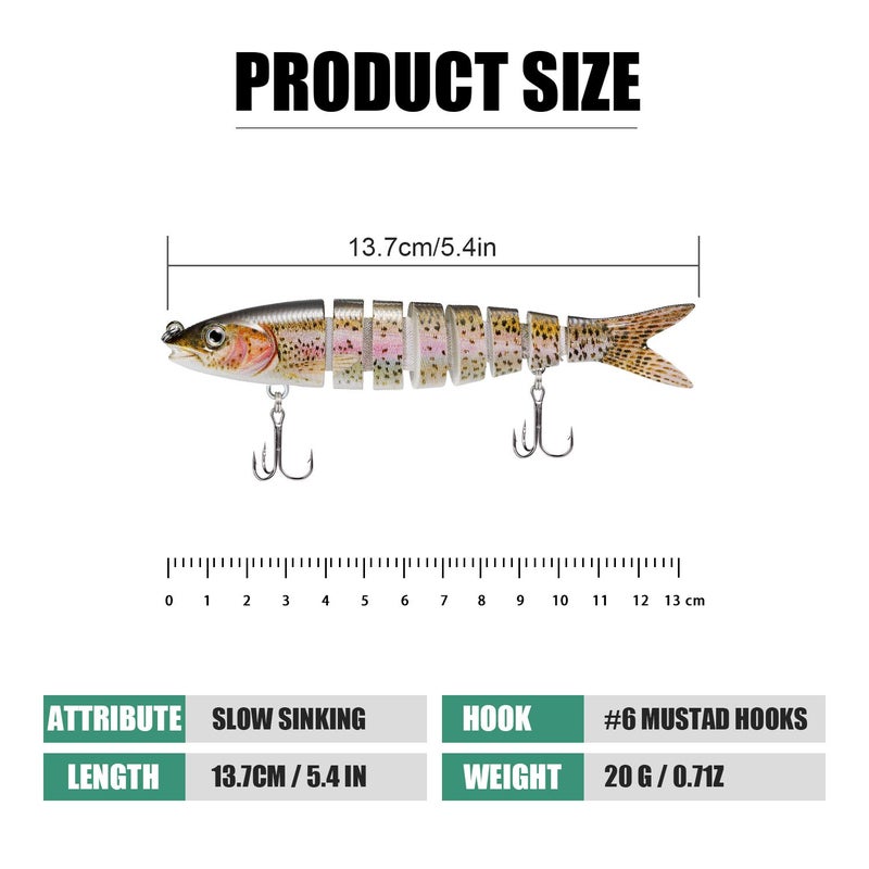 TRUSCEND Easy Catch Swimmax, Magic Noisy Turbulent Wiggling and Vibrating Actions for More Bites, Segmented Swimbait Jointed by Dyneema Strongest Fiber, Lifelike Fishing Lures for Relax Family Fishing - Image 2