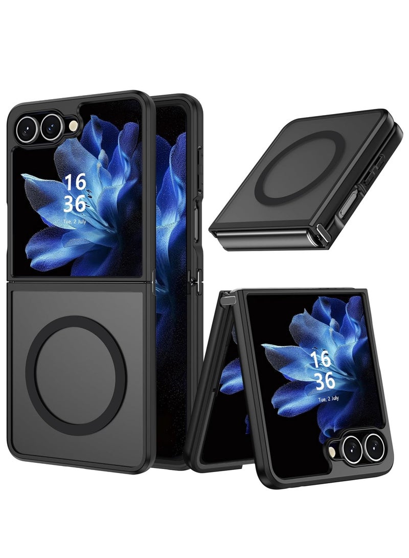 For Samsung Galaxy Z Flip 7 Case, Compatible with MagSafe, Matte Magnetic Skin-feel Back Cover, TPU + PC Material Slim Fit Shockproof Bumper  Mobile Phone Case - Image 1