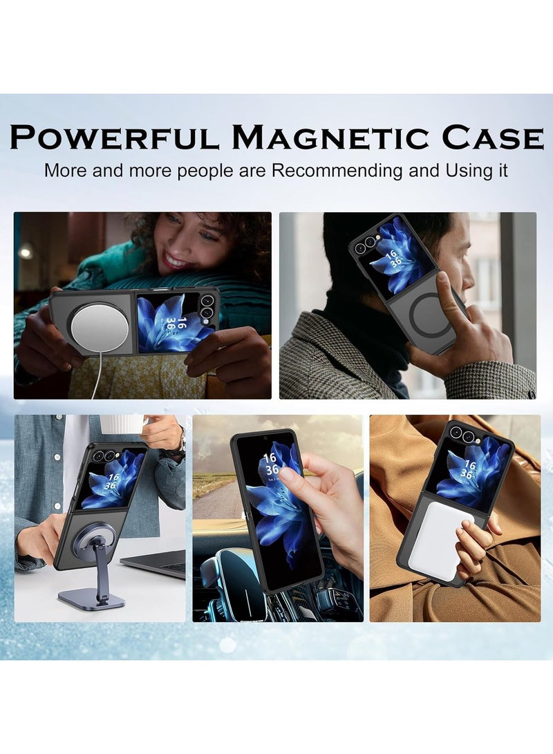 For Samsung Galaxy Z Flip 7 Case, Compatible with MagSafe, Matte Magnetic Skin-feel Back Cover, TPU + PC Material Slim Fit Shockproof Bumper  Mobile Phone Case - Image 2