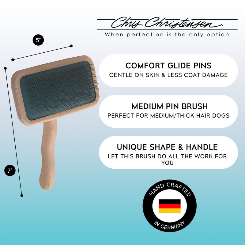 Chris Christensen Mark III Slicker Brush, Groom Like a Professional, Stainless Steel Pins, Lightweight Beech Wood Body, Ground and Polished Tips, Medium - Image 2