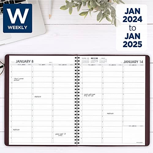 AT-A-GLANCE 2024 Weekly Planner, Quarter-Hourly Appointment Book, 8-1/4" x 11", Large, Winestone (709505024) - Image 2