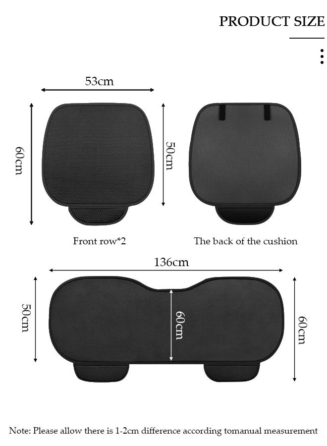 DUNISO 3 قطع من أغطية مقاعد السيارة العالمية للفصول الأربعة قابلة للتنفس تلقائيًا، تتضمن واقي مقعد السيارة الأمامي ووسادة مقعد السيارة الخلفية متوافقة مع 95% من المركبات المناسبة للسيارات والشاحنات وسيارات الدفع الرباعي أو الشاحنات السوداء - Image 2