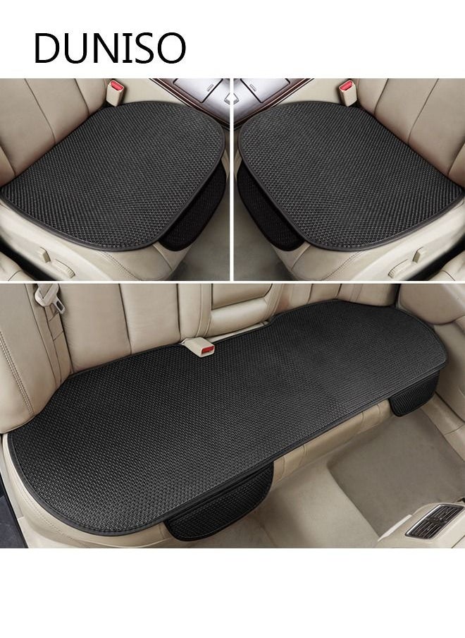DUNISO 3PCS Auto Breathable Universal Four Seasons Car Seat Covers Luxury Include Front Car Seat Protector and Rear Car Seat Cushion Compatible with 95% Vehicle Fit for Cars Truck SUV or Vans Black  - Image 1