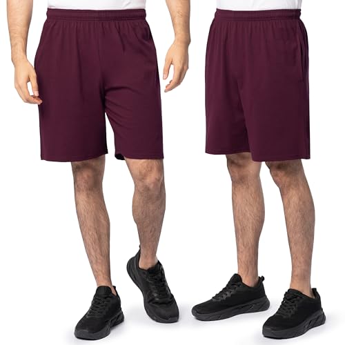 Fruit of the Loom Men's Eversoft Cotton Shorts with Pockets (S-4XL), 2 Pack-Maroon, XX-Large - Image 1
