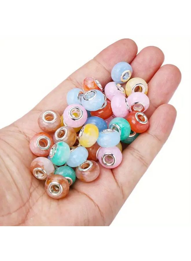 25pcs 14mm Acrylic Flat Round Beads Assorted Pastel Colors Large Hole DIY Jewelry Making - Image 3