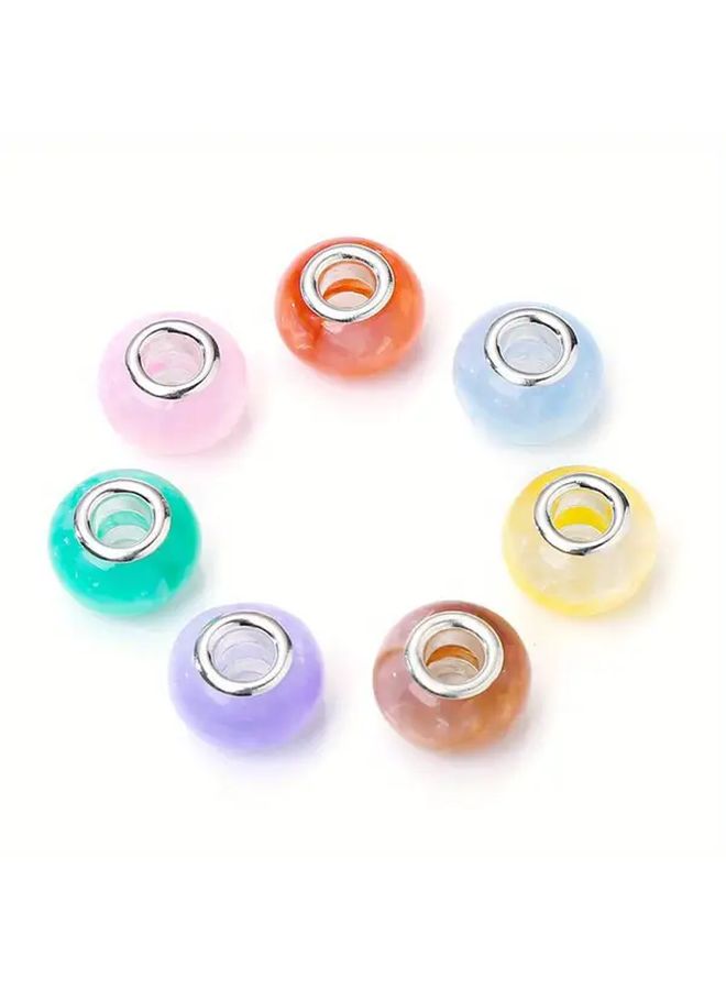 25pcs 14mm Acrylic Flat Round Beads Assorted Pastel Colors Large Hole DIY Jewelry Making - Image 1