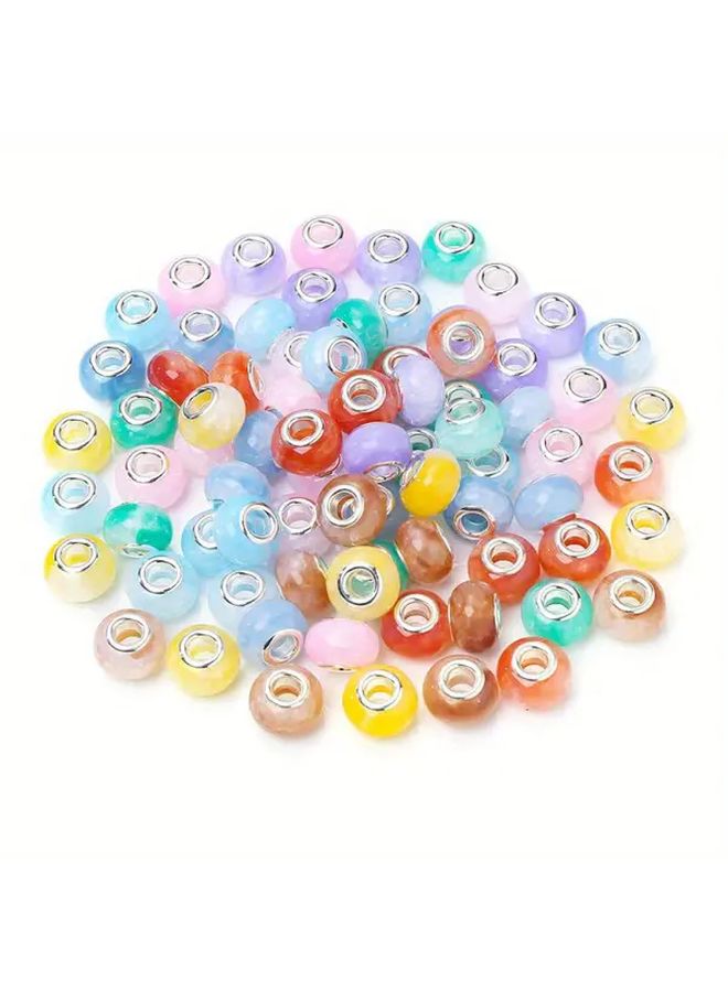 25pcs 14mm Acrylic Flat Round Beads Assorted Pastel Colors Large Hole DIY Jewelry Making - Image 2