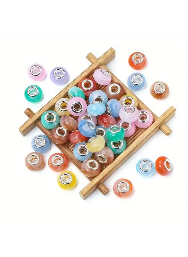 25pcs 14mm Acrylic Flat Round Beads Assorted Pastel Colors Large Hole DIY Jewelry Making - Image 5