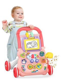 HUANGER Baby Learning Walker, Sit to Stand 2 in 1 Early Educational Child Activity Center, Multifunctional Play Panel with Drawing Board, Baby Music Learning Toy Gift for Infant Boys Girls  - Image 1