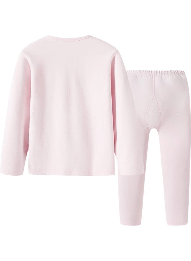 THREEGUN Children'S Clothing, Skin-Friendly Elastic Cotton Girls' Round Neck Long-Sleeve Underwear Set, 29368D0, Light Pink, 170 - Image 3