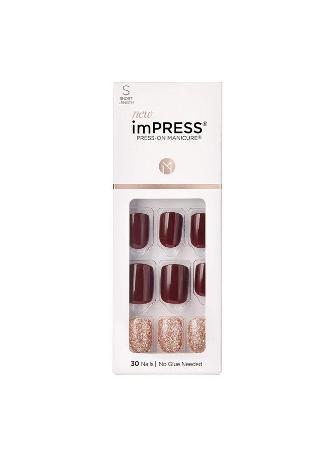 Impress Press No Glue Mani Press On Nails Design 'No Other' Red Short Size Squoval Shape Includes 30 Nails Prep Pad Instructions Sheet 1 Manicure Stick 1 Mini File - Image 1
