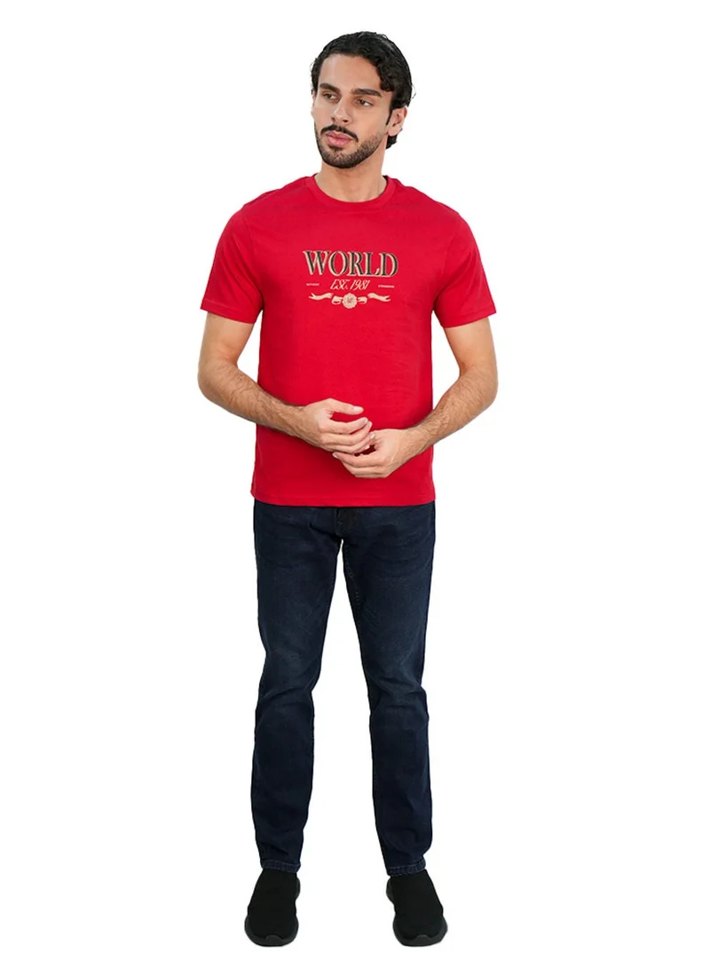 GIORDANO Men’s Slim Cotton Crew Neck WWS Graphic Print Tee