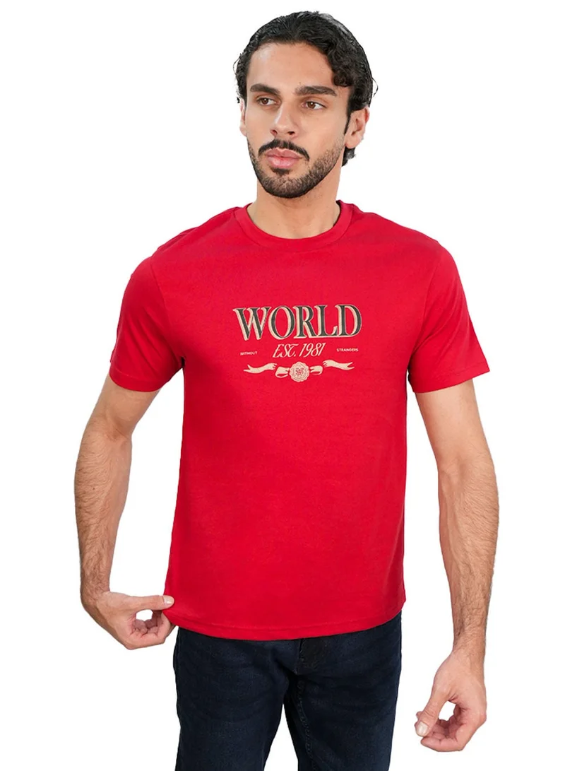 GIORDANO Men’s Slim Cotton Crew Neck WWS Graphic Print Tee