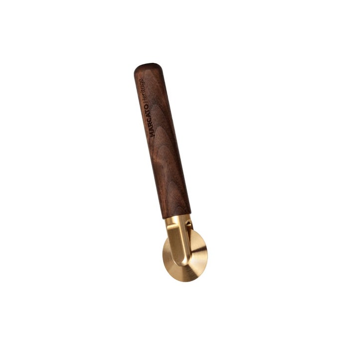 HERITAGE SMOOTH WHEEL PASTA CUTTER BRONZE WHEEL WALNUT WOOD HANDLE