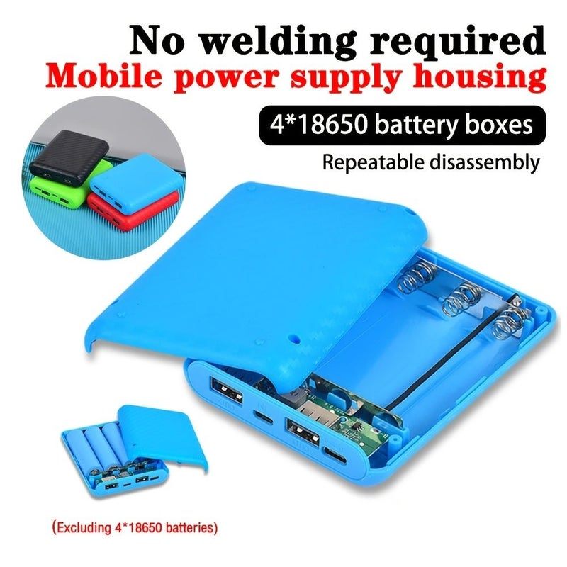 4 فتحات علبة بطارية 18650 أسود غلاف شاحن بنك طاقة DIY بدون لحام غطاء إمداد طاقة - Image 1