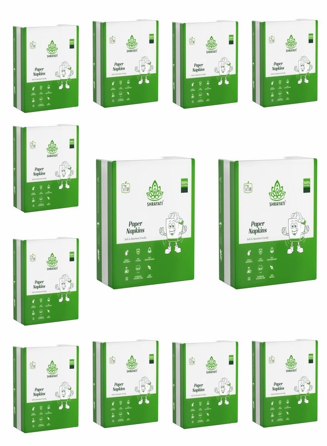 Shrayati Tissue Papers - 1 Ply, 28 x 30 cm, Pack of 12, Super Soft and Highly Absorbent Tissue Paper Napkins, 100 pcs per pack, 100% Biodegradable, Skin-Friendly Tissue Box - Image 1