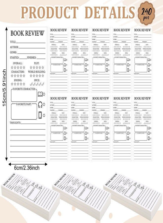 Faccito 240 Pcs Colorful Book Review Bookmarks Christmas for Book Lovers Reader Gifts Reading Log Page Markers Tracker for Students Teachers Women to Review Tracker Bookclub Gifts (White) - Image 2