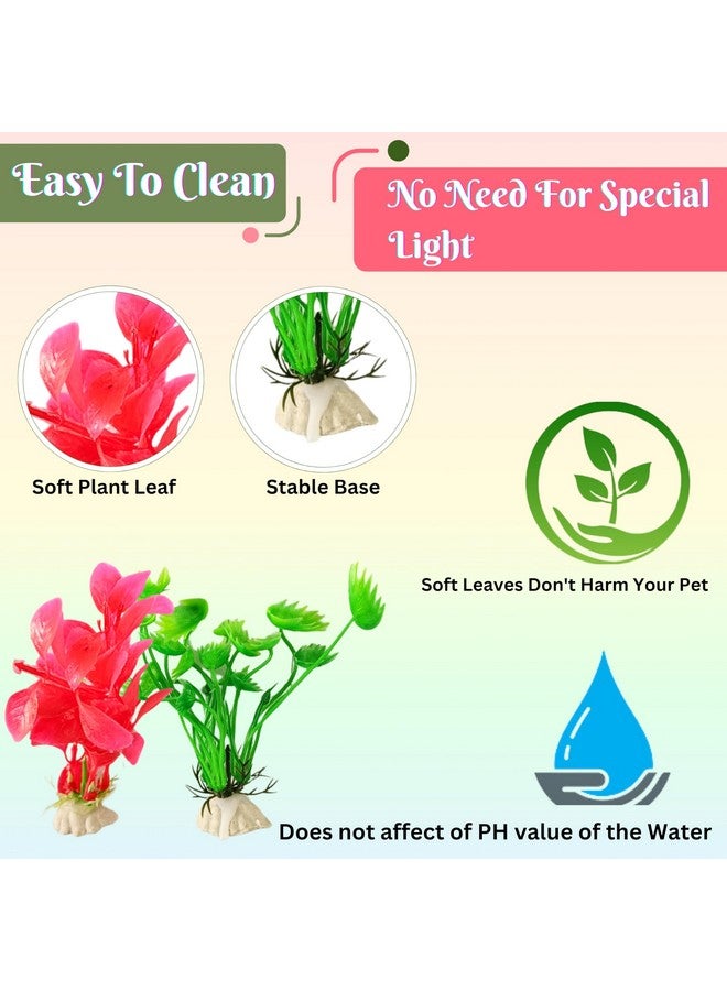Generic Aquarium Ornament Combo Of Artificial Plants And Resin Decor - (4Inch Plant (10Pcs) + Brown Hills Decor) For Fish Tank Decoration, Household And Office Aquarium (Color May Vary) - Image 4