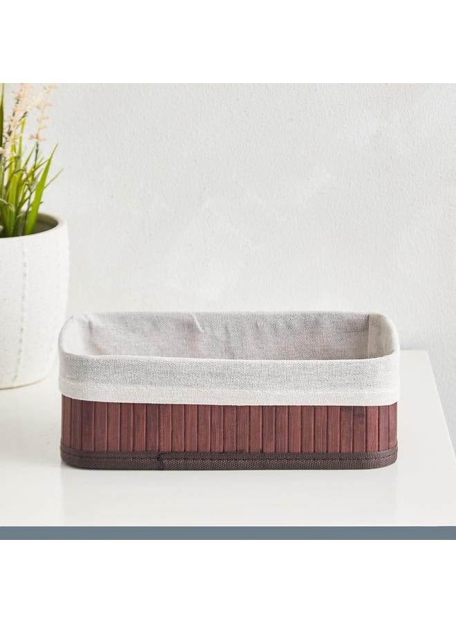 Home Box Knock Down Bamboo Collapsible Small Storage Basket - 25x15x8 cm - Image 2