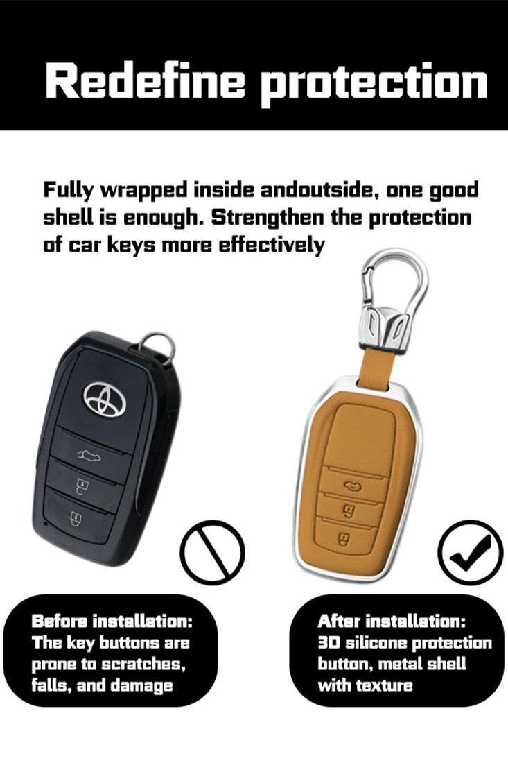 Toyota key cover, 3-key all-inclusive design, anti-fall and wear-resistance, more texture, protection of original car keys, sensitive keys, goodcar. - Image 2