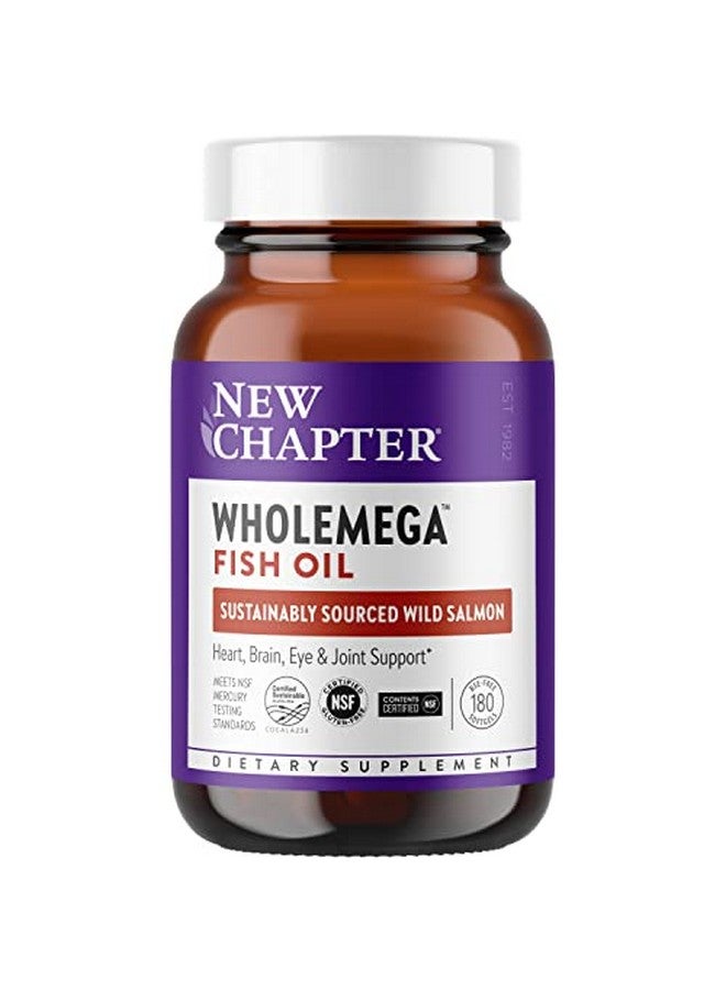 New Chapter Wholemega Fish Oil Supplement Softgels Wild Alaskan Salmon Oil With Omega3 + Astaxanthin + Sustainably Caught 180 Count (Packaging May Vary)  - Image 1