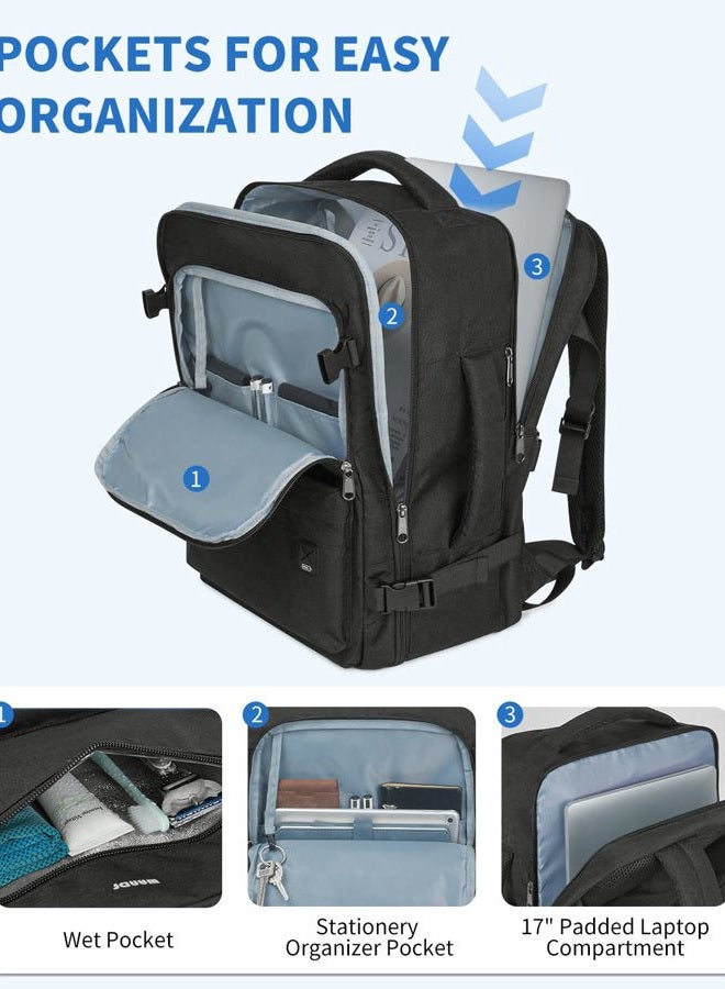 WANDF Travel Backpack For Spirit Airlines Personal Item Bag 18x14x8 with Wet Pocket, 17 Inch Laptop Backpack for Men Womenï¼ˆBlackï¼‰ - Image 4