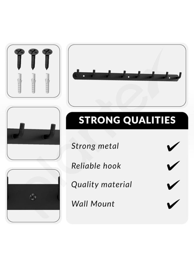 Plantex Wall Hooks for Hanging Cloth/Stainless Steel Towel Hangers/Bathroom Robe Hooks/Door Hangers/Wall Hook Rack/Hook Rail for Hanging Keys - 8 Hooks (Pack of 3, Black) - Image 4