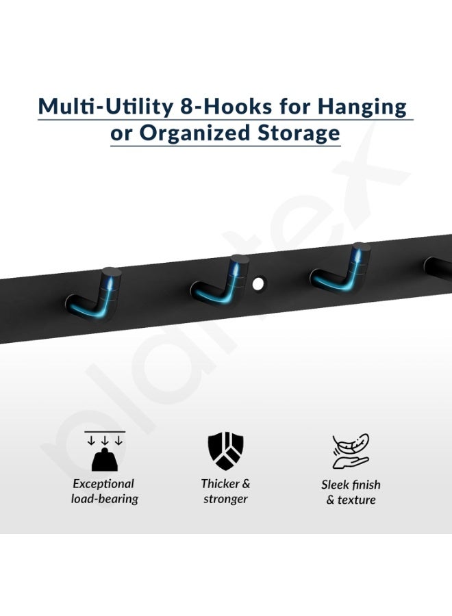Plantex Wall Hooks for Hanging Cloth/Stainless Steel Towel Hangers/Bathroom Robe Hooks/Door Hangers/Wall Hook Rack/Hook Rail for Hanging Keys - 8 Hooks (Pack of 3, Black) - Image 2