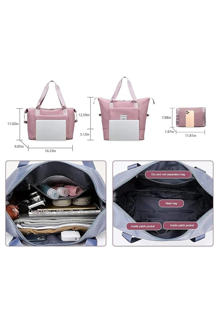 Large Capacity Foldable Expandable Lightweight Waterproof Oxford Cloth Travel Bag - Blue - Image 3