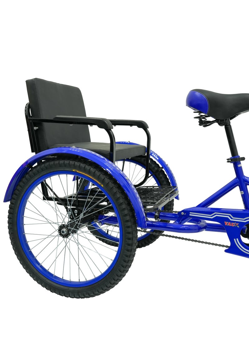 Vaux 20-Inch Sofa Tricycle – Sofa Comfortable Seat Design,Single Speed,Strong Steel Frame, Adjustable Seat, Chain Cover, 100% Assembled - Blue - Image 3