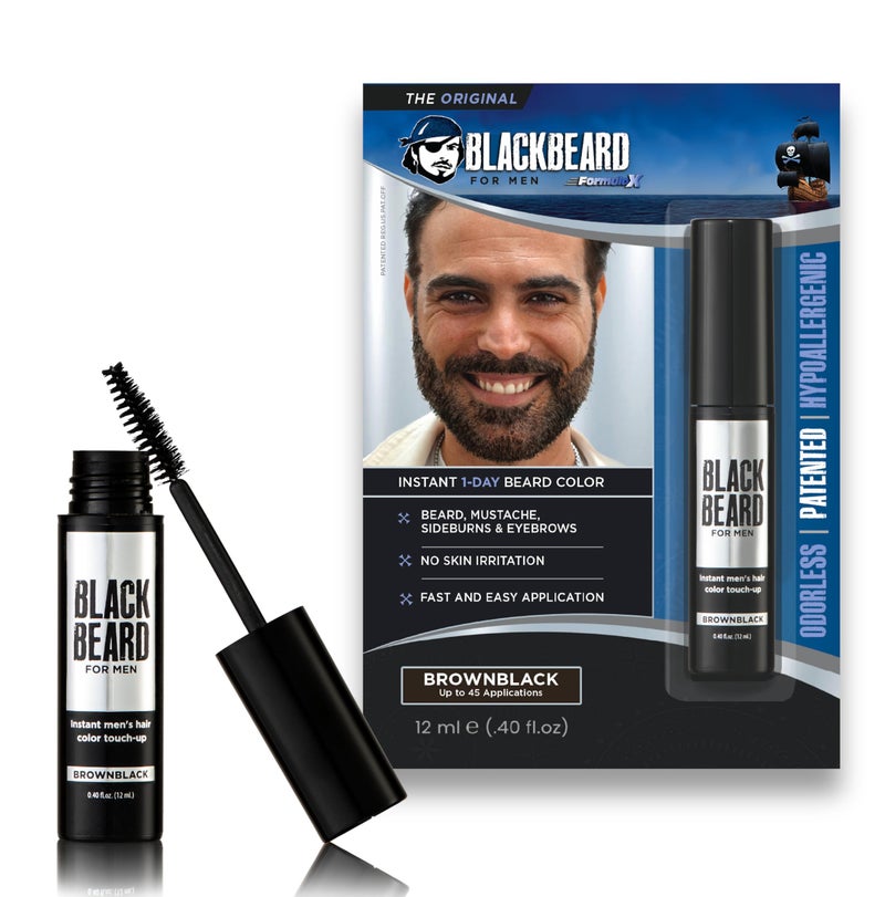 Blackbeard for Men Instant Beard Color â€“ All Day Beard, Mustache, Eyebrow, and Sideburns Color â€“ Temporary, Hypoallergenic Beard Dye Alternative â€“ Up to 45 applications â€“ Brown/Black 1 Pack - Image 1