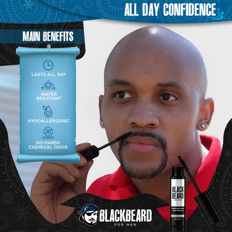 Blackbeard for Men Instant Beard Color â€“ All Day Beard, Mustache, Eyebrow, and Sideburns Color â€“ Temporary, Hypoallergenic Beard Dye Alternative â€“ Up to 45 applications â€“ Brown/Black 1 Pack - Image 2