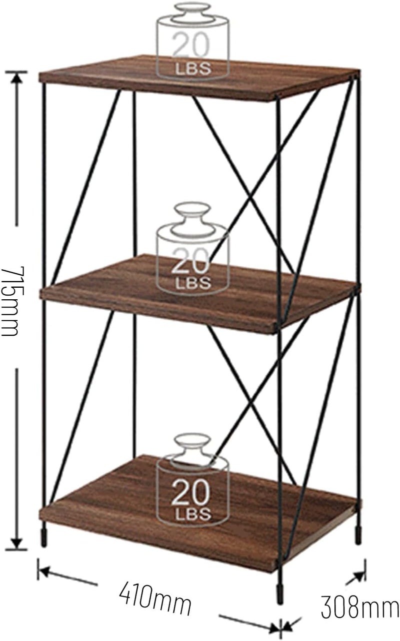 EqiEch Bookshelf Rack, 3 Tier Storage Shelf, Living Room Storage Organizer Shelf, Bookcases, Plant Stand, Storage Rack For Bedroom, Kitchen, Office, 41 * 30 * 71Cm - Image 2