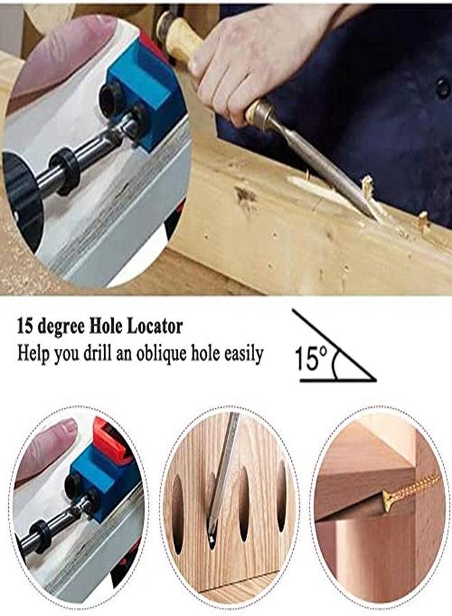 EBTOOLS 14Pcs Pocket Hole Jig, 15 Degree Pocket Hole Screw Jig Dowel Drill Joinery Kit with 6/8/10mm Drive Adapter, Positioner Locator Tool for Woodworking Angle Drilling Holes - Image 4