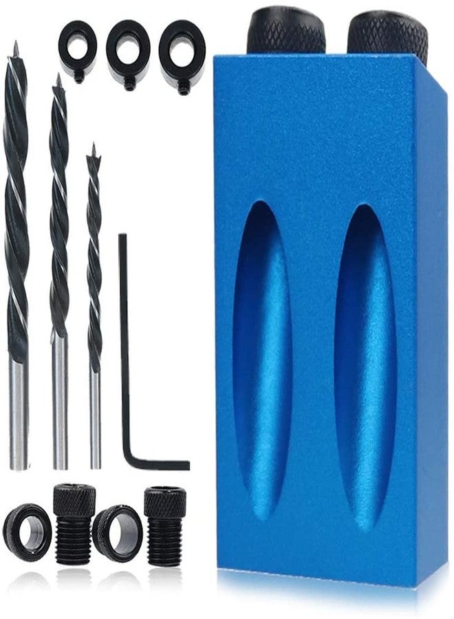 EBTOOLS 14Pcs Pocket Hole Jig, 15 Degree Pocket Hole Screw Jig Dowel Drill Joinery Kit with 6/8/10mm Drive Adapter, Positioner Locator Tool for Woodworking Angle Drilling Holes - Image 1