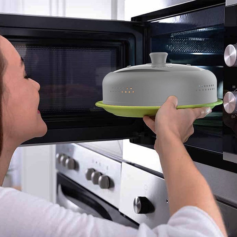 EZY ACTIVE Microwave Cover for Food, Silicone and Glass Splatter Guard Lid for 6â€“7â€“8â€“9-10-11-12 inch Plates & Bowls. By EZY ACTIVE. - Image 3