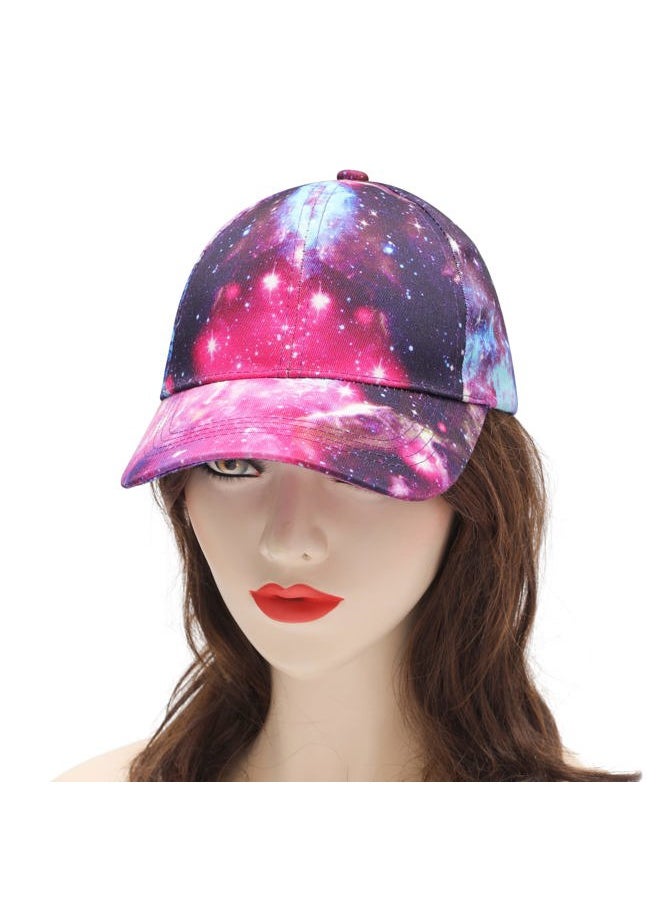 ZLYC Women Fashion Floral Print Baseball Cap Hawaiian Adjustable Snapback Dad Hat (Galaxy Red)  - Image 2