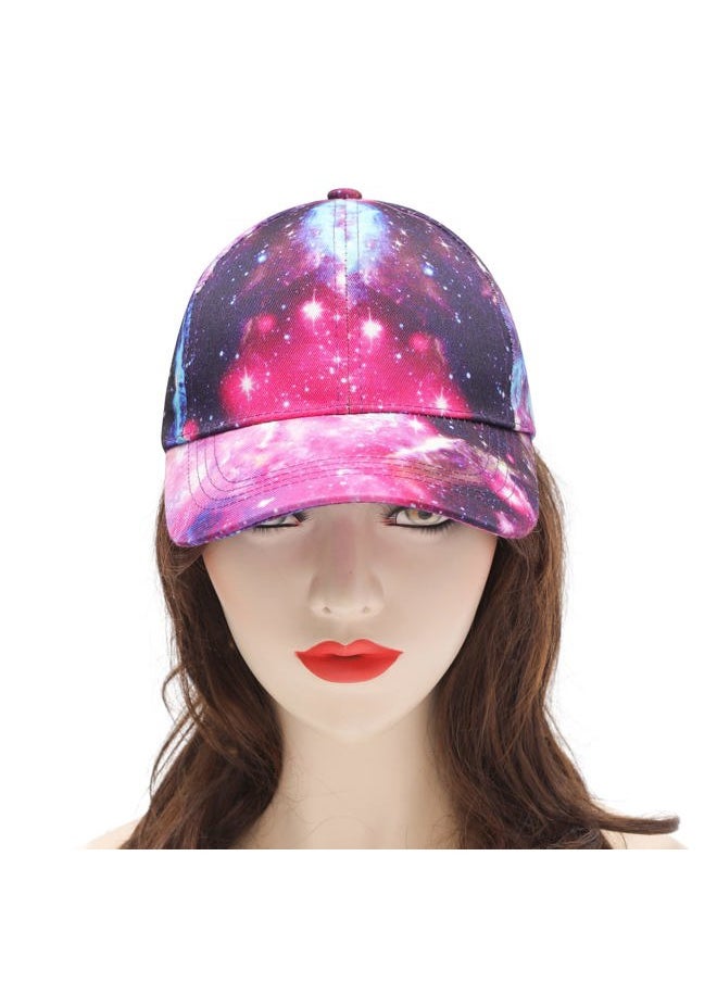 ZLYC Women Fashion Floral Print Baseball Cap Hawaiian Adjustable Snapback Dad Hat (Galaxy Red)  - Image 3