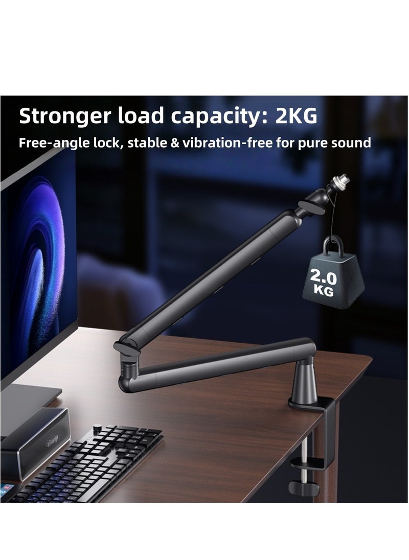 FlashHawk Microphone Boom Arm, Low Profile Adjustable Stick Microphone Arm Stand, for Podcast Streaming Gaming Studio  - Image 4