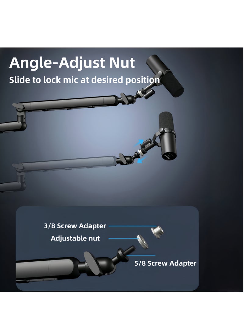 FlashHawk Microphone Boom Arm, Low Profile Adjustable Stick Microphone Arm Stand, for Podcast Streaming Gaming Studio  - Image 5