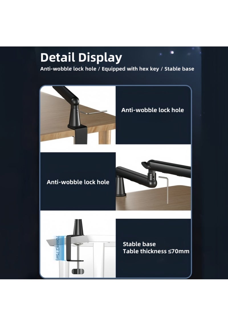 FlashHawk - Microphone Boom Arm, Low Profile Adjustable Stick Microphone Arm Stand, for Podcast Streaming Gaming Studio - Image 1
