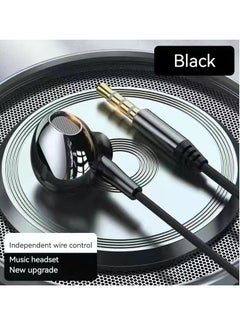 GELESE In-ear wired headphones HD sound quality HIFI wire controlled mobile phone computer gaming headphones (black)  - Image 1