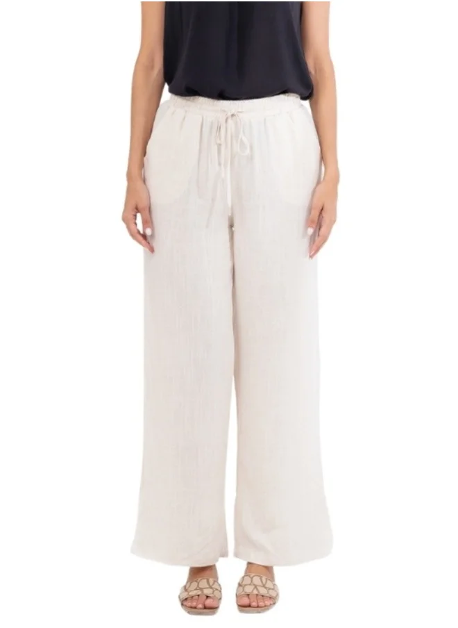 HaILYS High-Waisted Wide Leg Drawstring Linen Pants